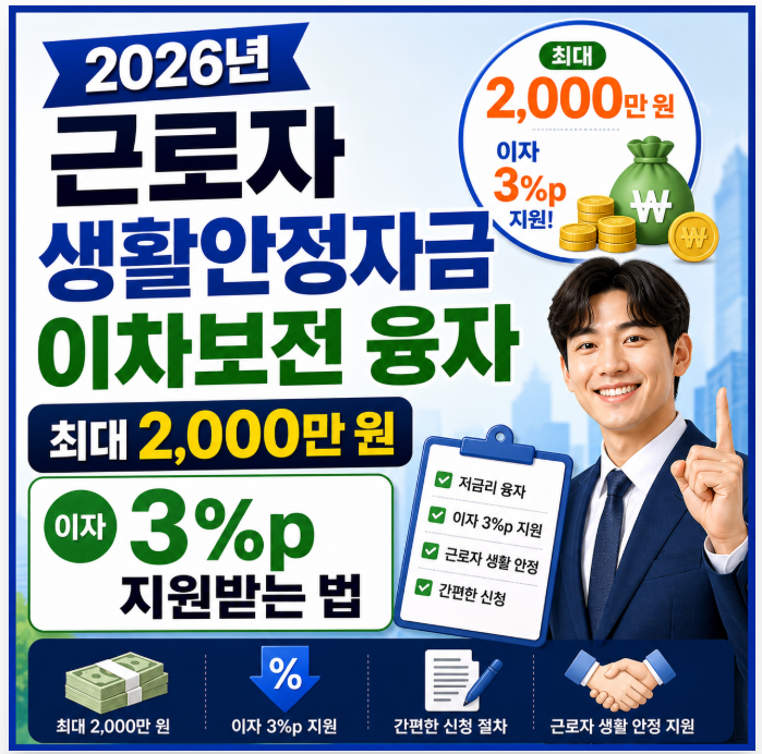 근로자생활안정자금 대출 융자 지원 대상 이차보전 융자 최대 2,000만 원