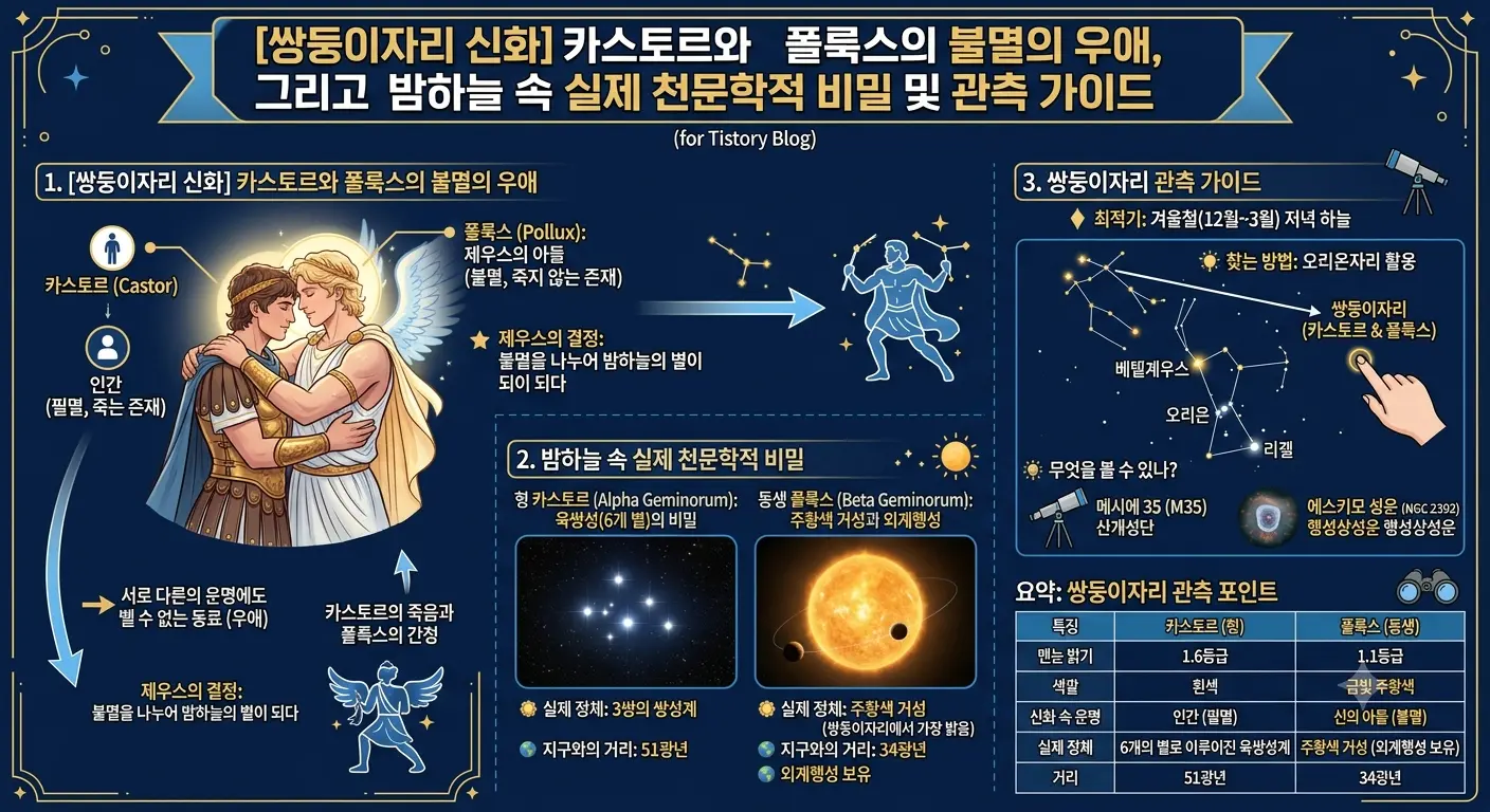 쌍둥이자리 신화, 카스토르와 폴룩스의 영원한 우애