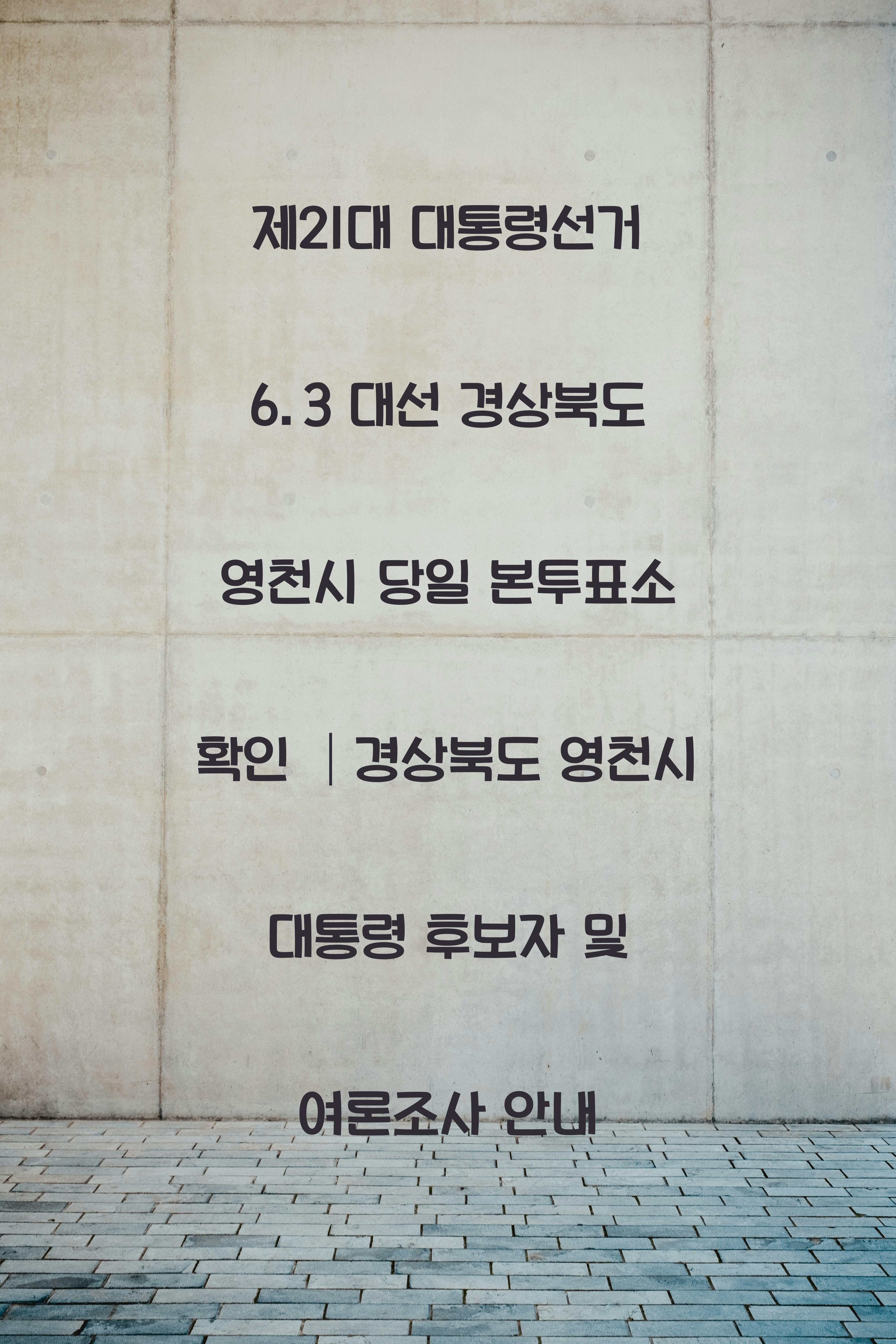 제21대 대통령선거 6.3 대선 경상북도 영천시 당일 본투표소 안내 │경상북도 영천시 대통령 후보자 및 여론조사 확인