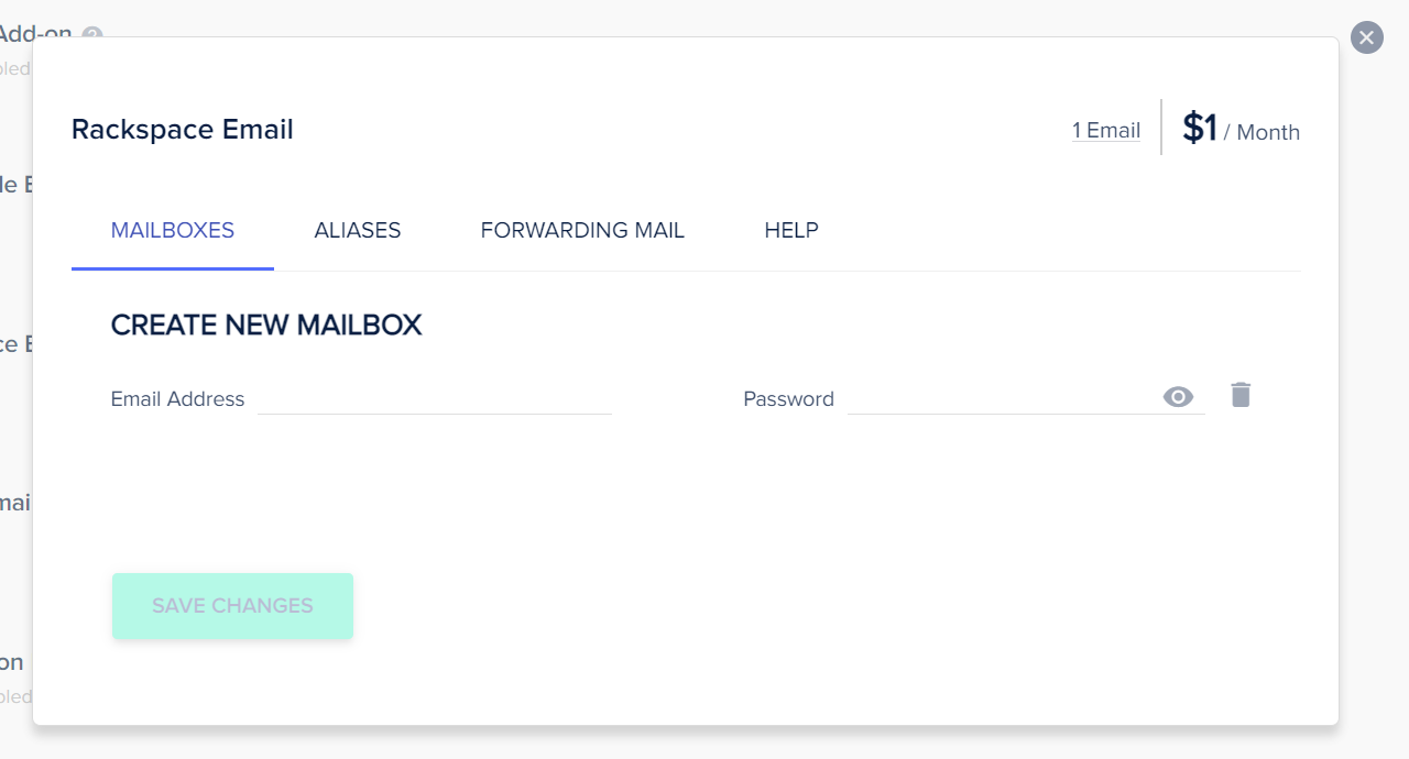 Rackspace Email Add-on 이메일 애드온