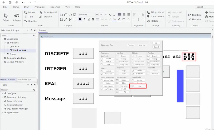 Value Display - Message 선택