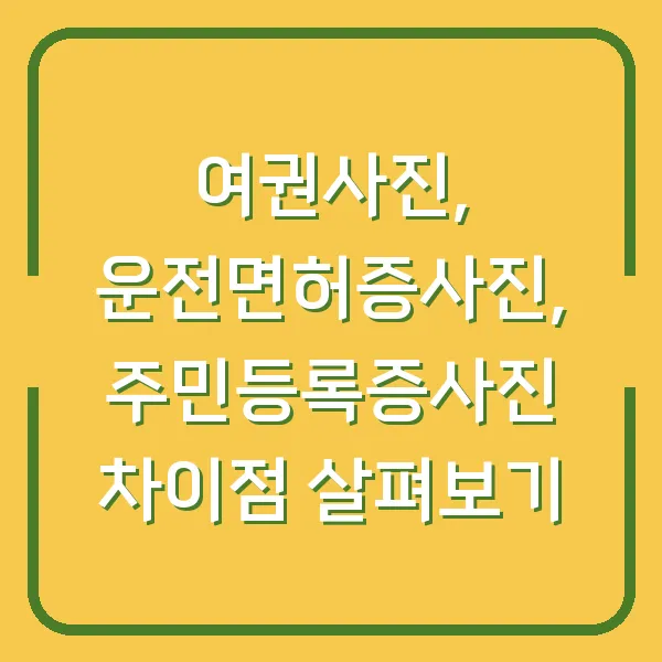 여권사진, 운전면허증사진, 주민등록증사진 차이점 살펴보기