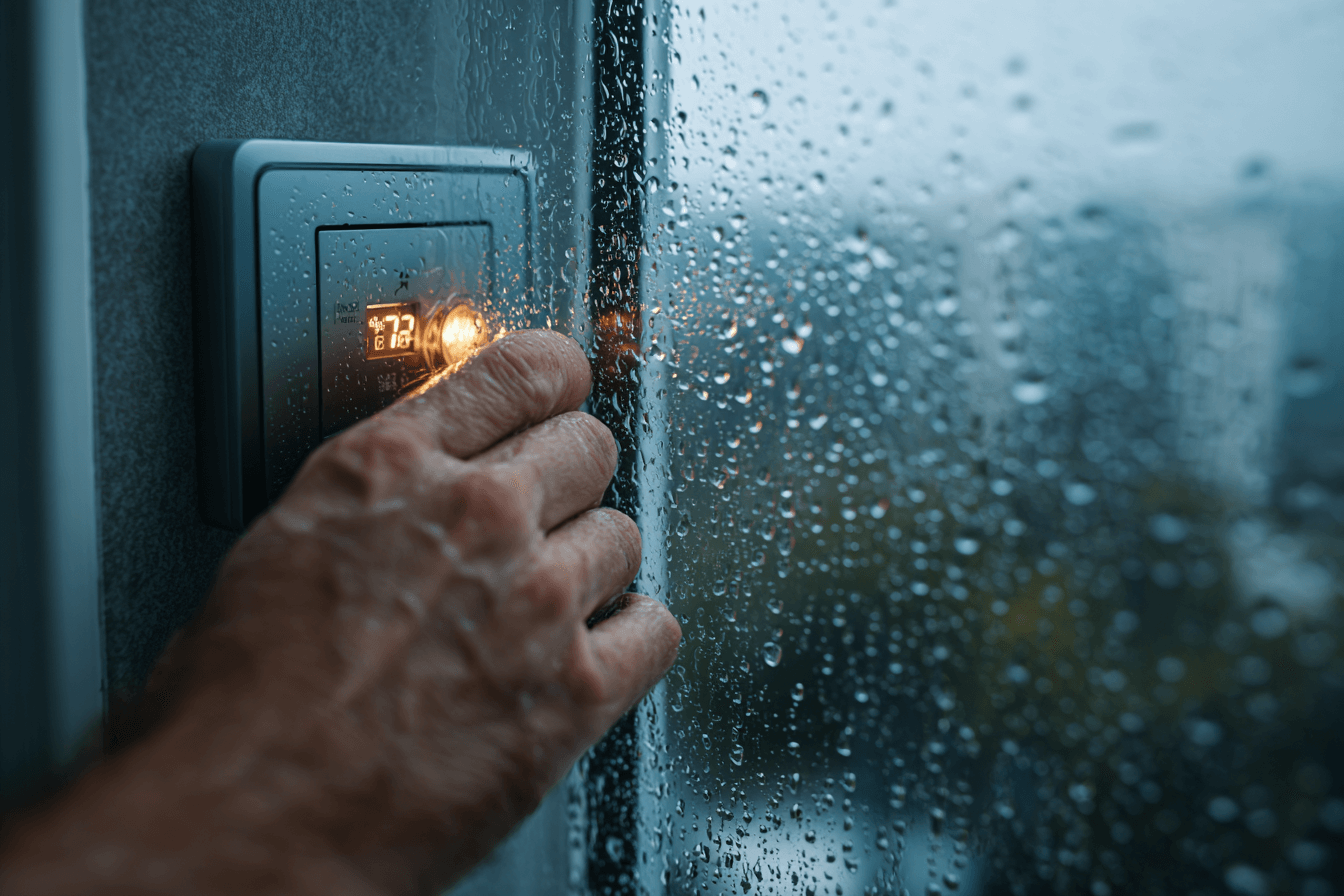 보일러를-조절하고-있는-사람의-손