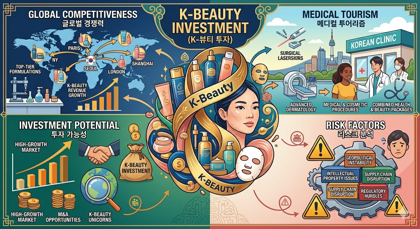 K-뷰티 투자 (글로벌 경쟁력, 메디컬 투어리즘, 리스크)