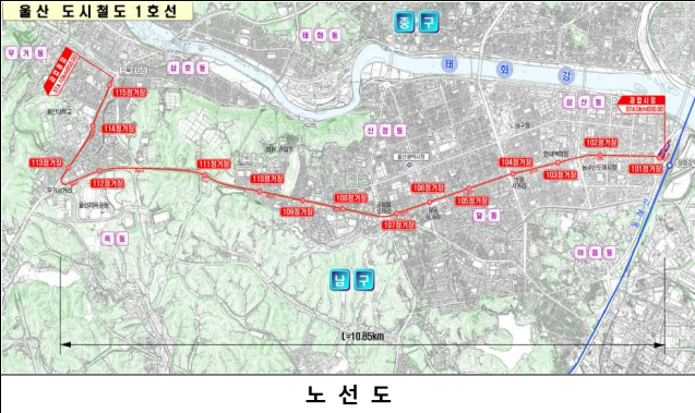 울산 트램 노선도