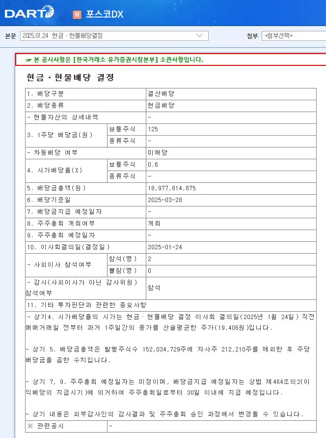 포스코DX(022100) 2025년 배당 기준일