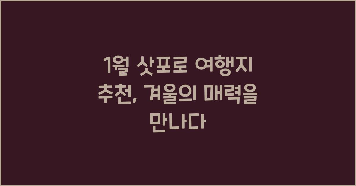 1월 삿포로 여행지 추천