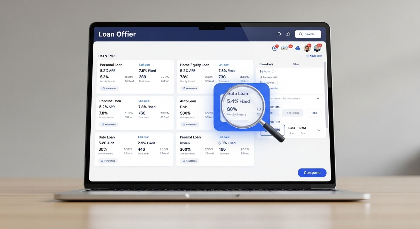 다양한 대출 상품과 우대금리 조건을 비교하는 대환대출 플랫폼화면