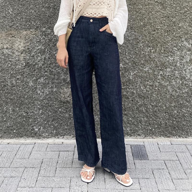 여름생지데님 키작녀청바지 린넨데님 세미와이드