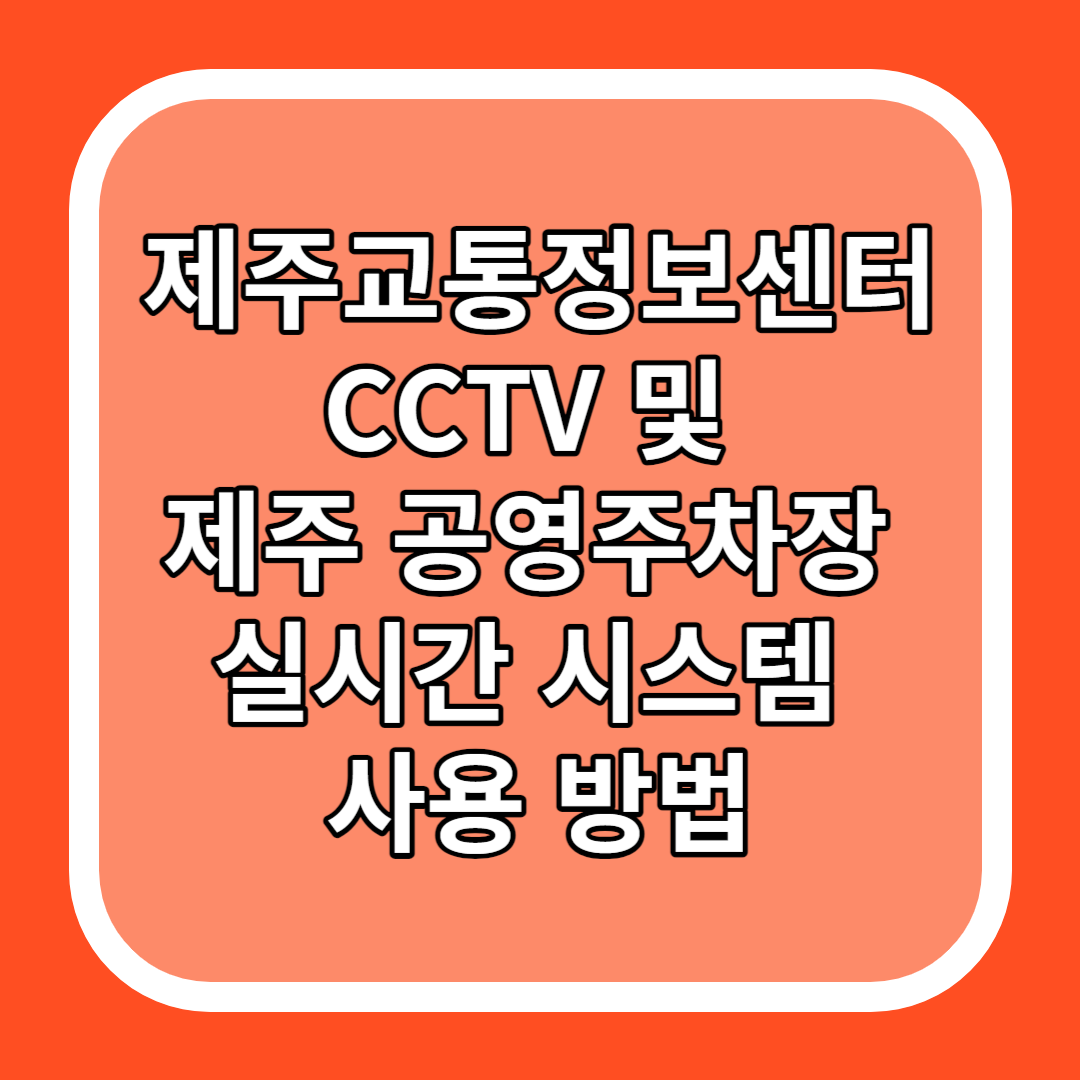 제주교통정보센터 CCTV 및&nbsp;제주 공영주차장&nbsp;실시간 시스템&nbsp;사용 방법