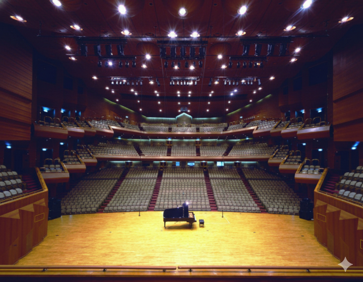 무대에서 객석을 바라보는 명당 좌석 시야