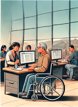 장애연금 심사를 받는 모습