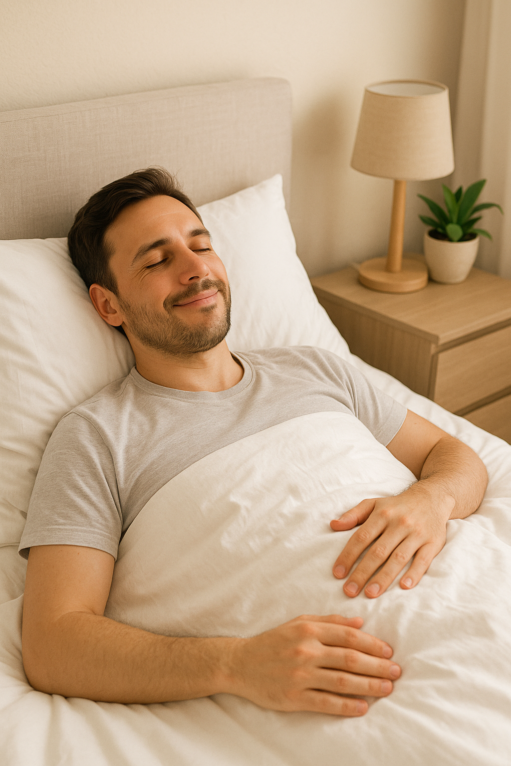 역류성 식도염 치료받고 편안하게 잠든 사람 모습 이미지