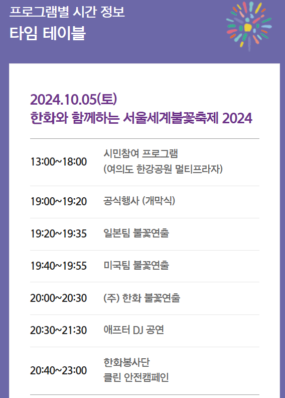 2024 서울세계불꽃축제 예매 명당