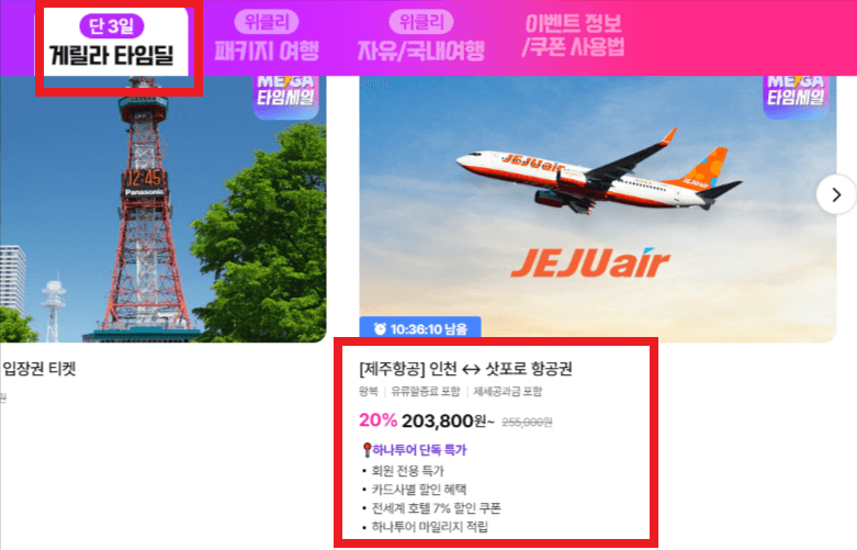 항공권 떙처리