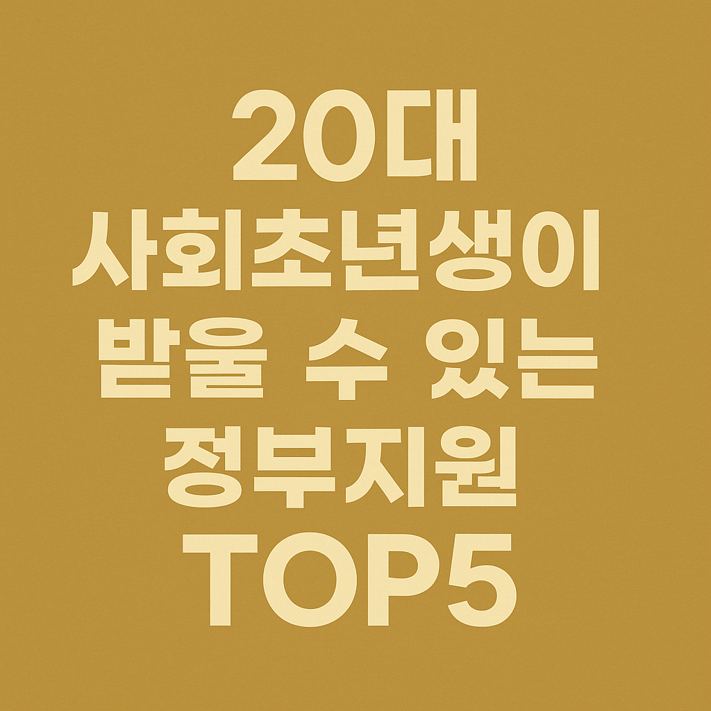 20대 사회초년생이 받을 수 있는 정부지원 TOP5