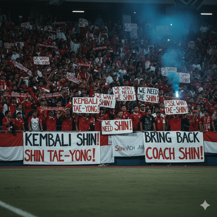 신태용 감독 복귀를 호소하는 현지 팬들의 모습