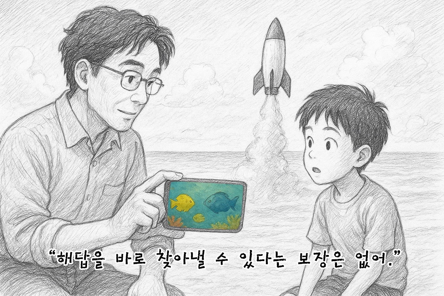 한여름의 방정식 내용을 생각하며 만들어낸 이미지