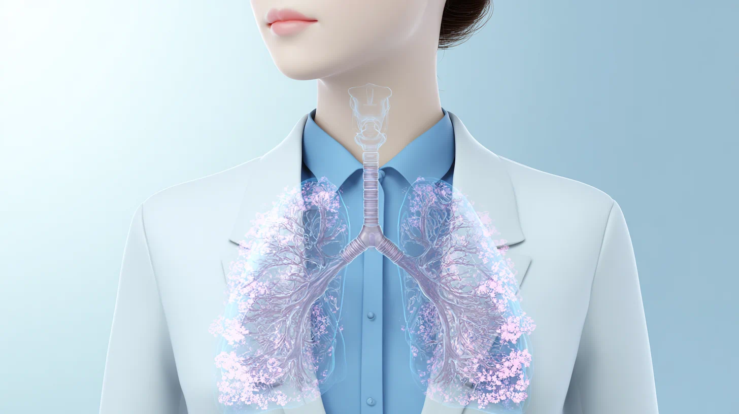 기관지 내부 점액과 가래가 보이는 의료 교육용 이미지