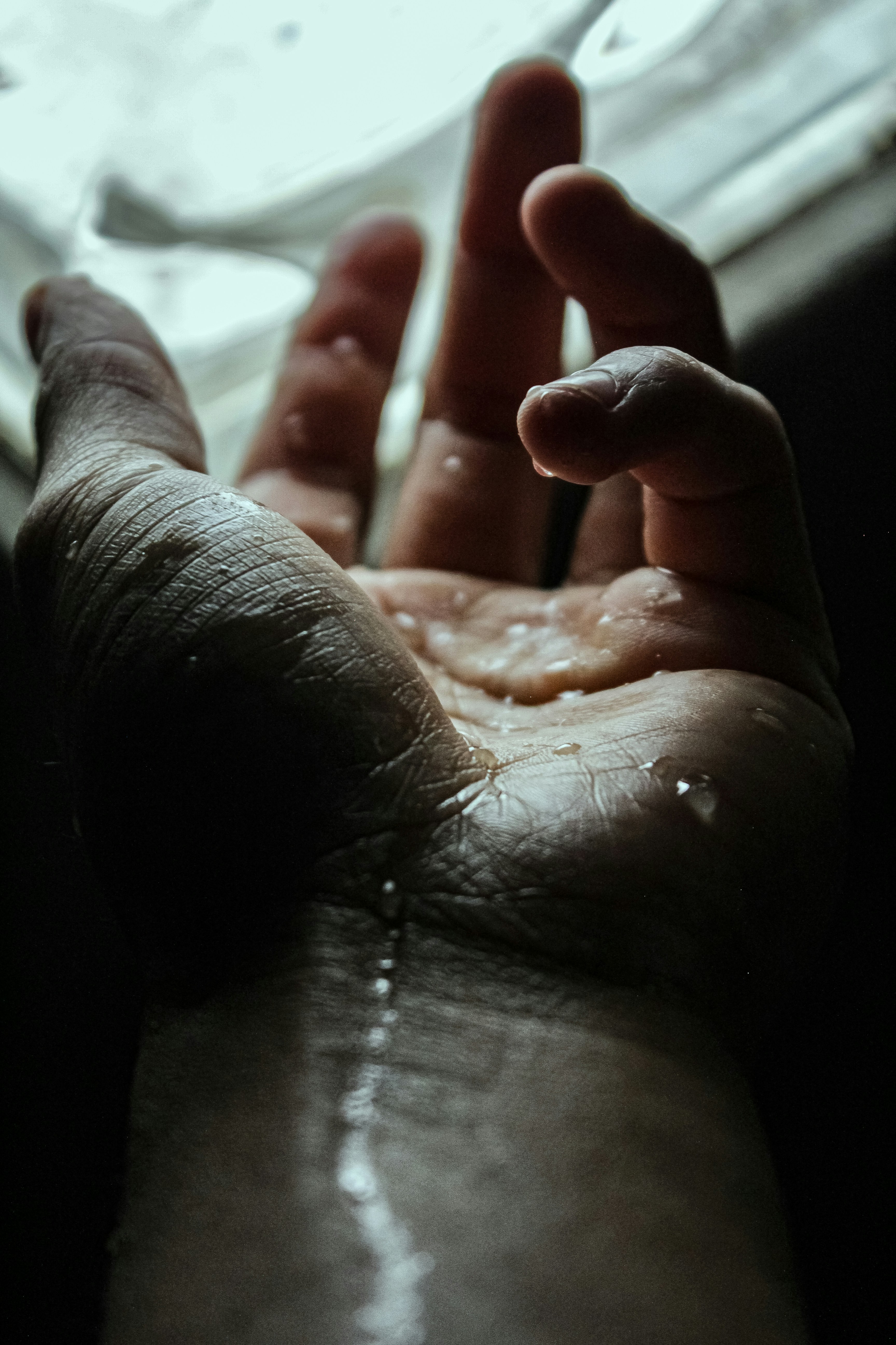 매우 근접하게 손을 찍은 사진