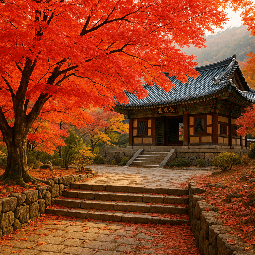 10월 고즈넉한 산사에 물든 가을, 예산 수덕사 단풍길의 선율