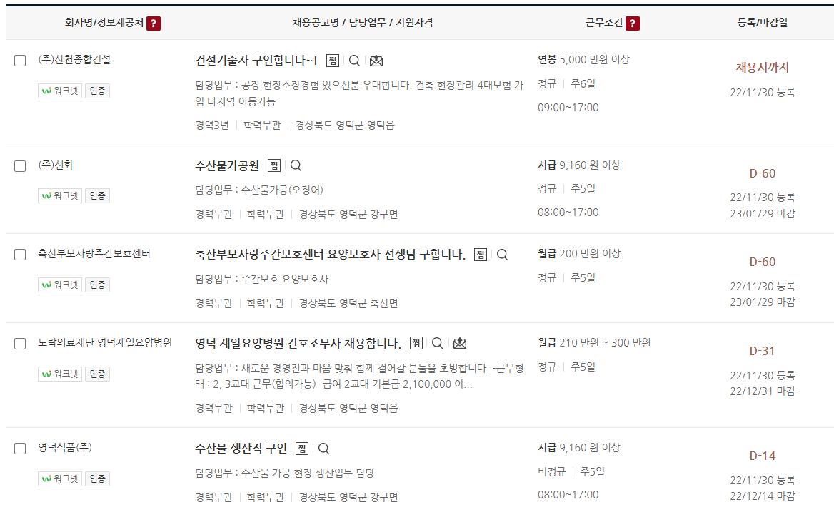 영덕군 일자리센터