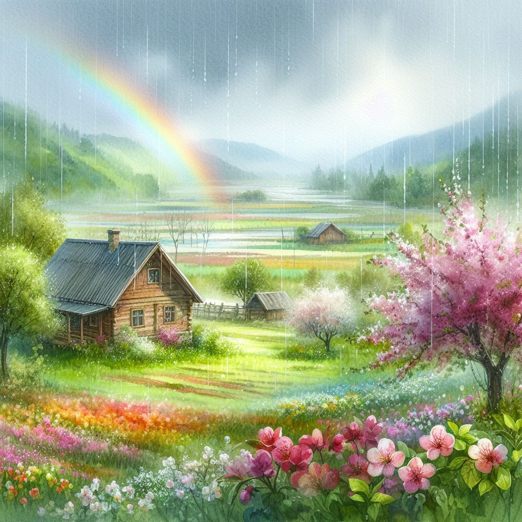 봄비가 내리는 모습