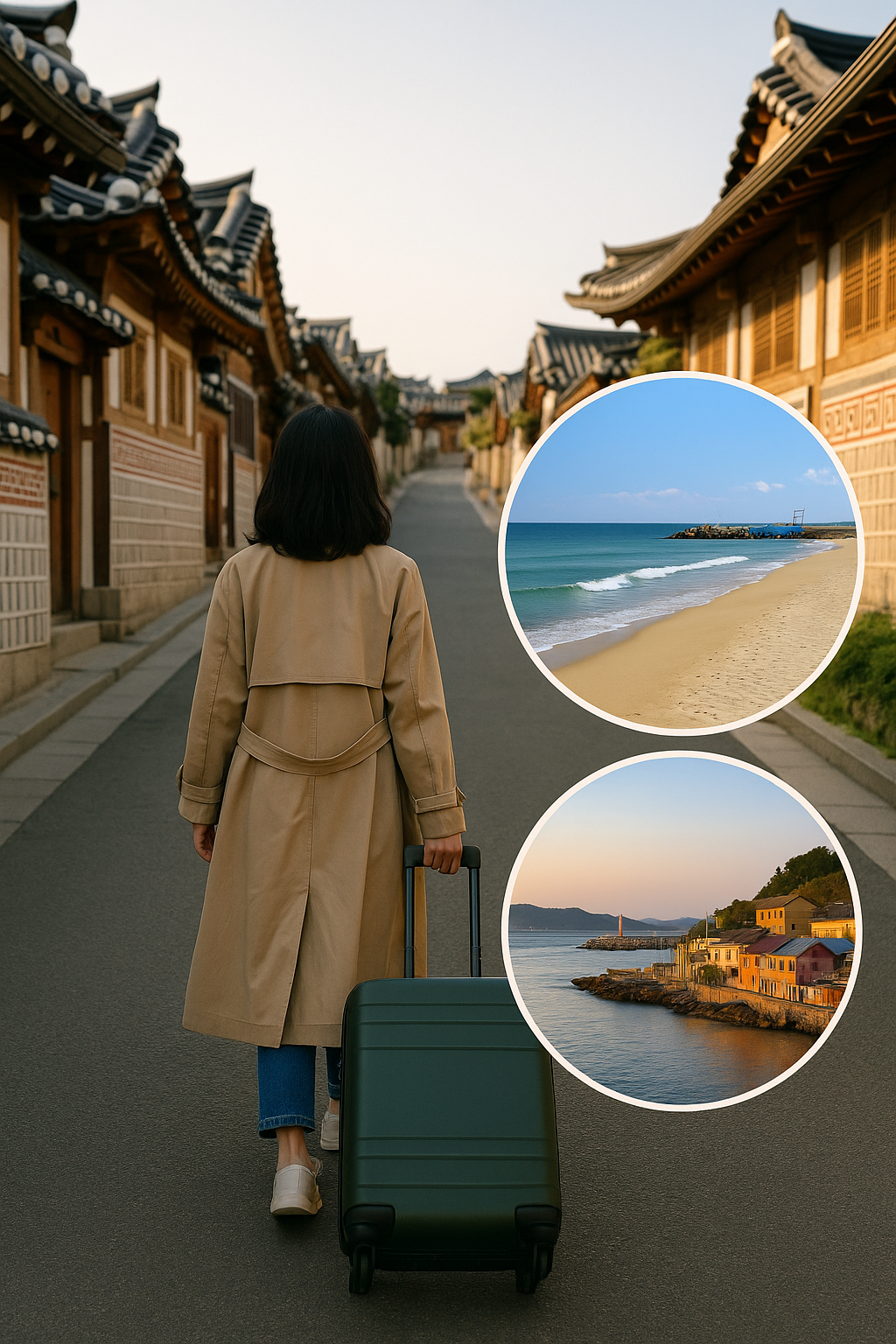 혼자여행, 캐리어, 강릉해변, 솔로여행