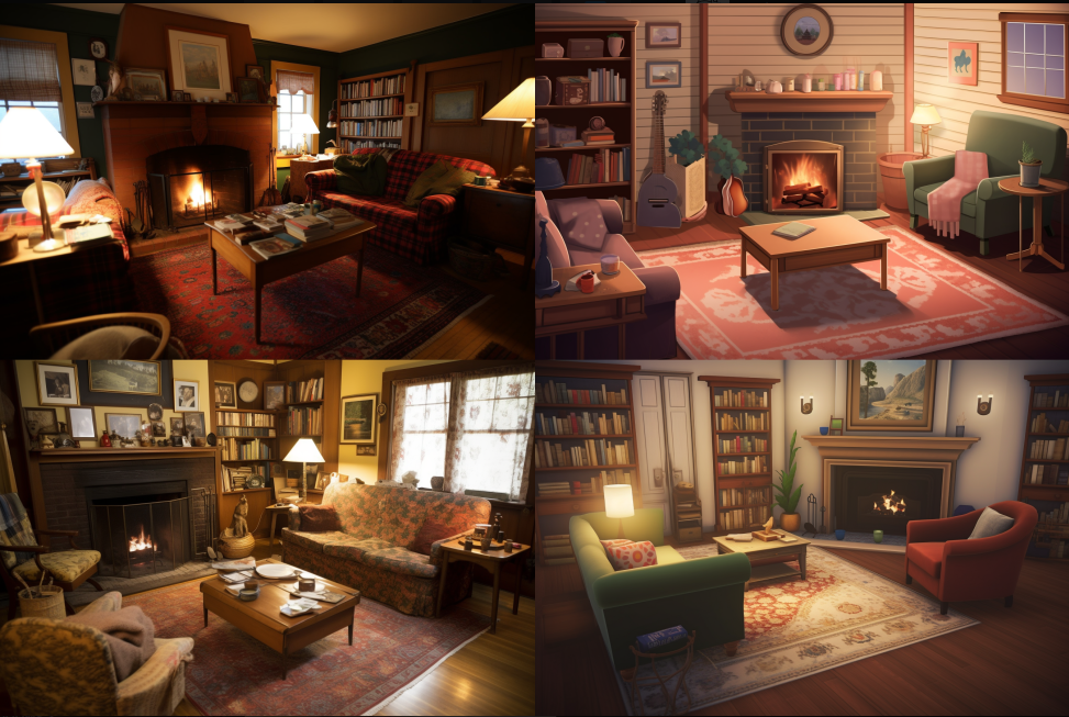 미드저니 거실 인테리어