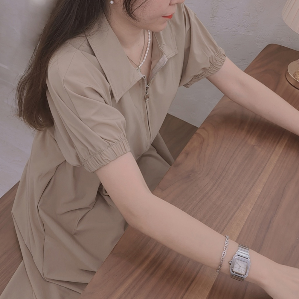 바스락 여름 하객 아노락 상견례 린넨 프라다 엄마등원룩 롱 피케 예쁜 퍼프 여성 원피스