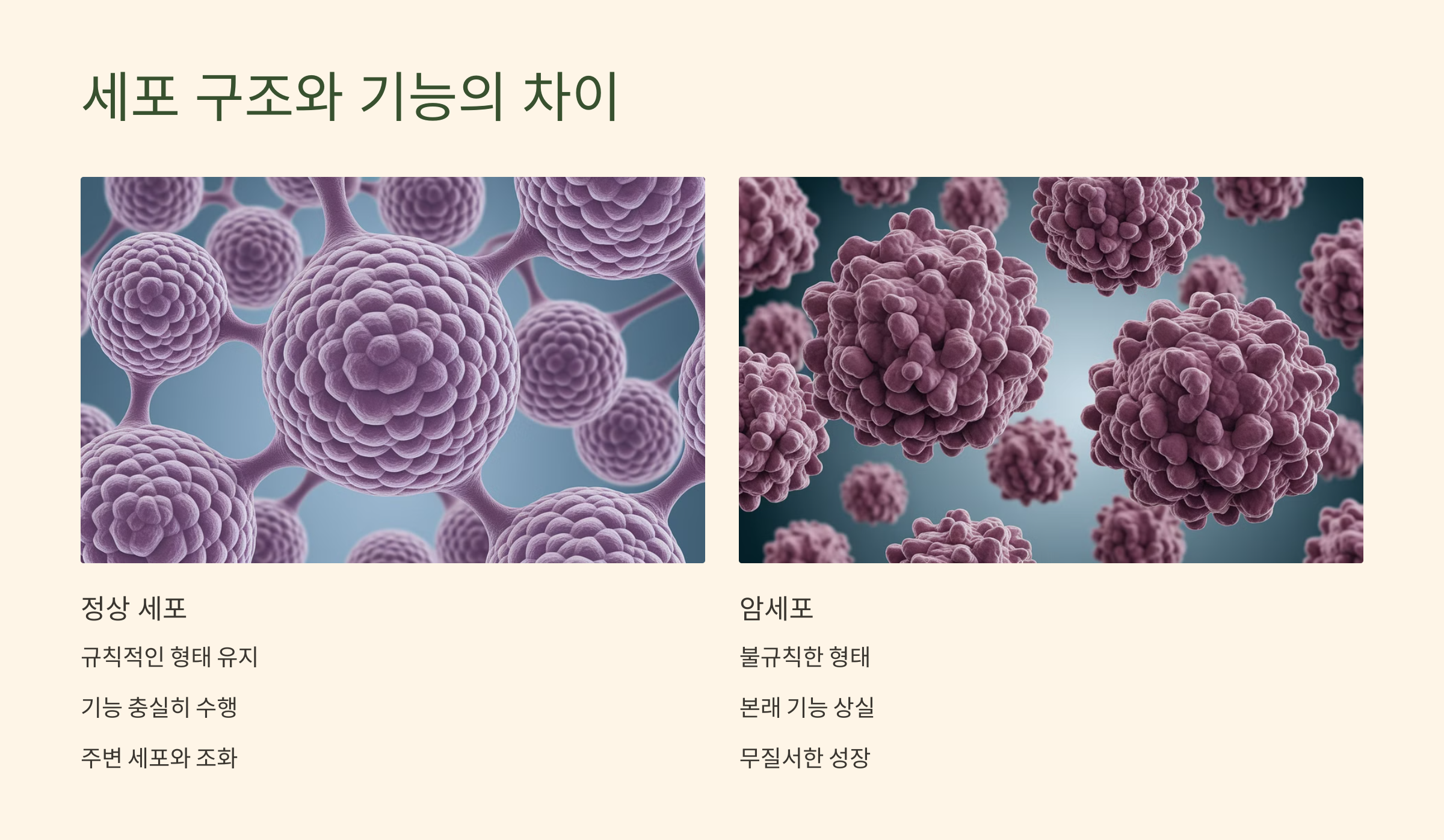 세포 구조와 기능의 차이