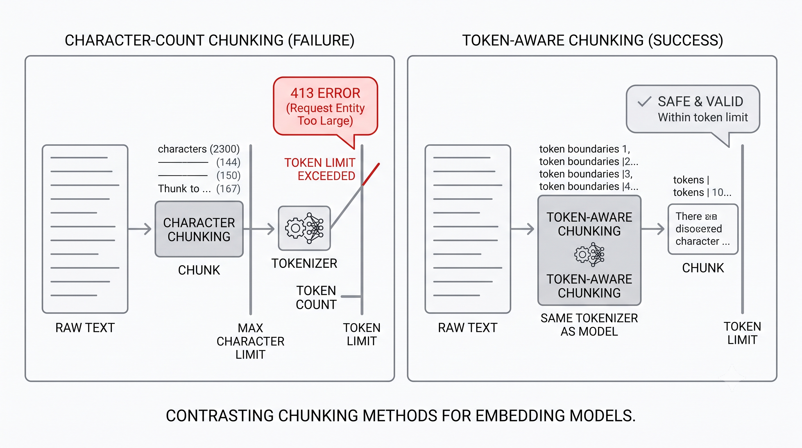 RAG 문서 청킹 토큰 경계 TEI tokenize 413 Payload Too Large 차단