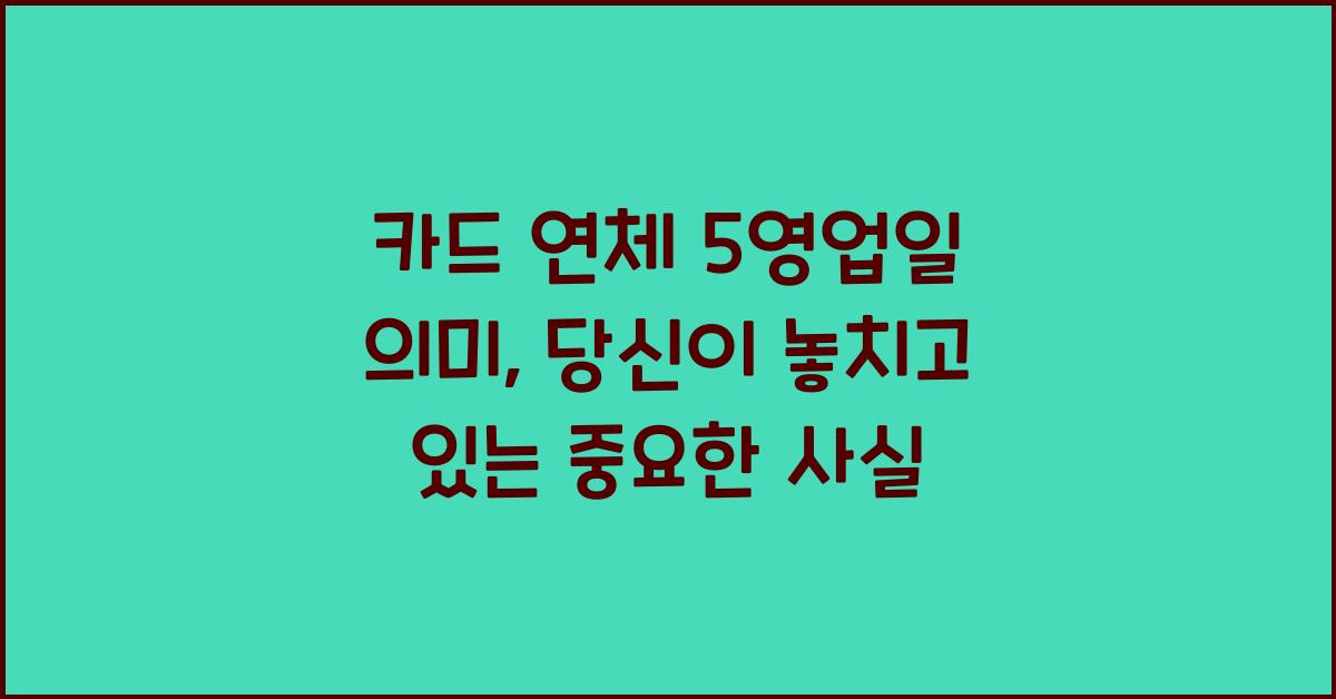 카드 연체 5영업일 의미
