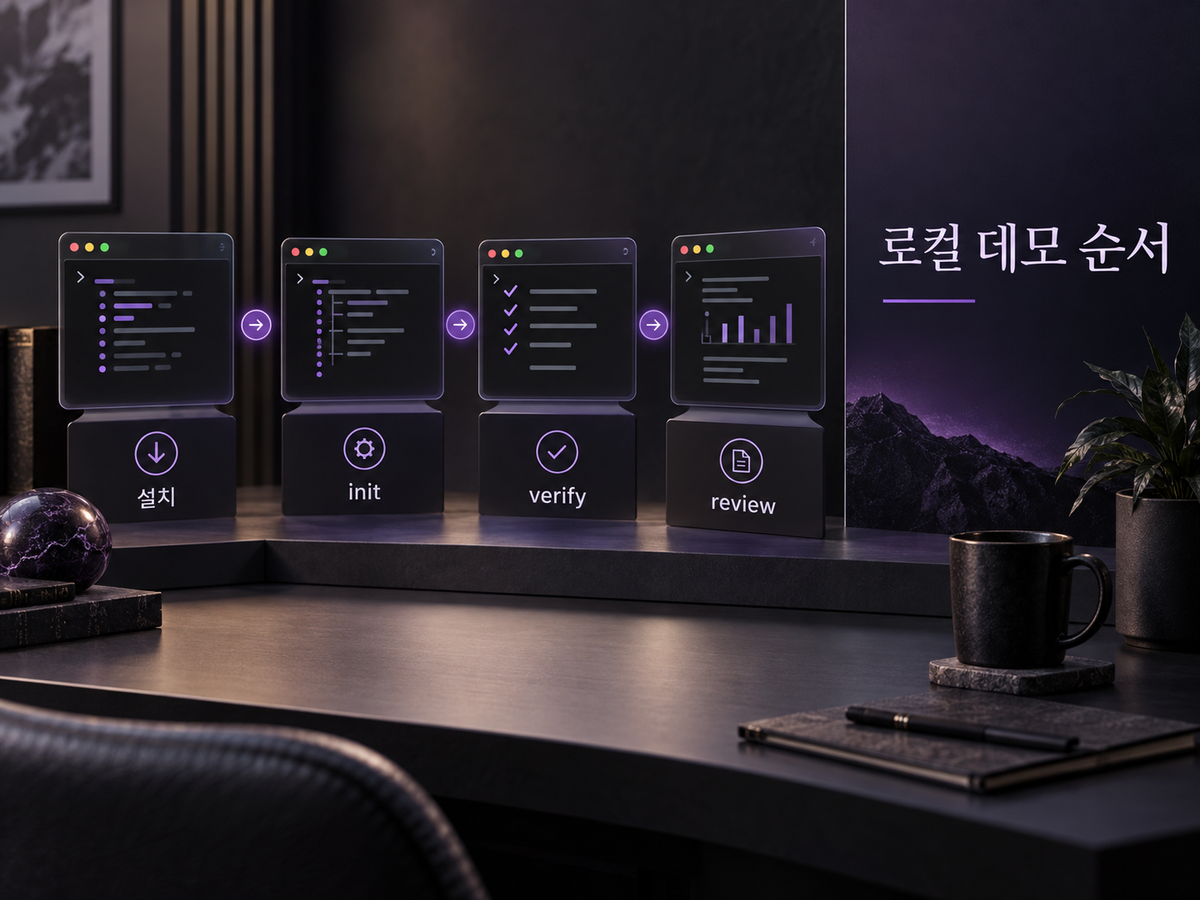 Spec Kitty 로컬 데모의 설치, init, verify, review 순서