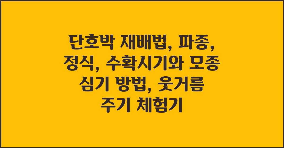 단호박 재배법: 파종, 정식, 수확 시기, 모종 심기, 심기 방법, 웃거름 주기