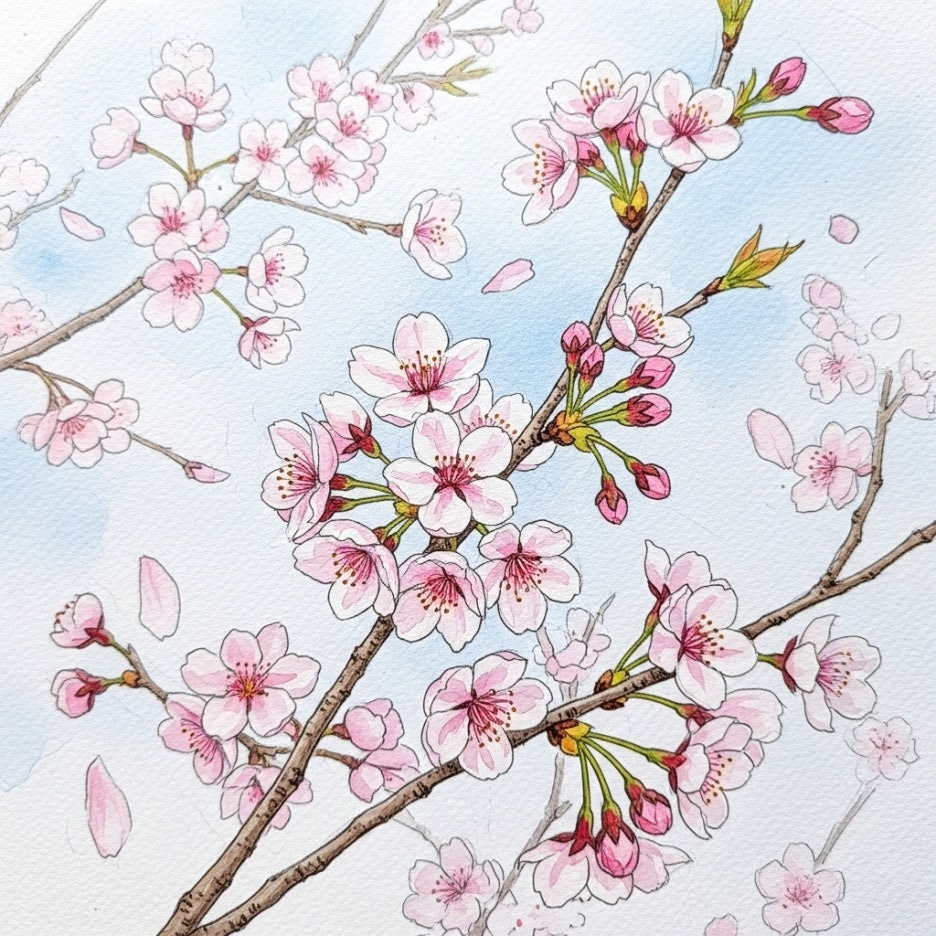 하천을 따라 길게 뻗은 벚꽃 터널의 장관