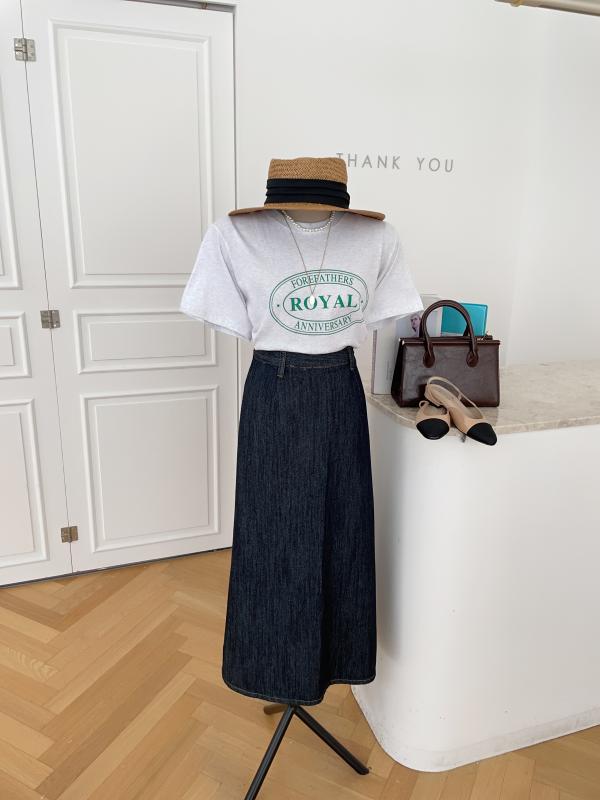 신상타임세일 마몬드 하이웨스트 A라인 생지 데님 롱 스커트 B-737