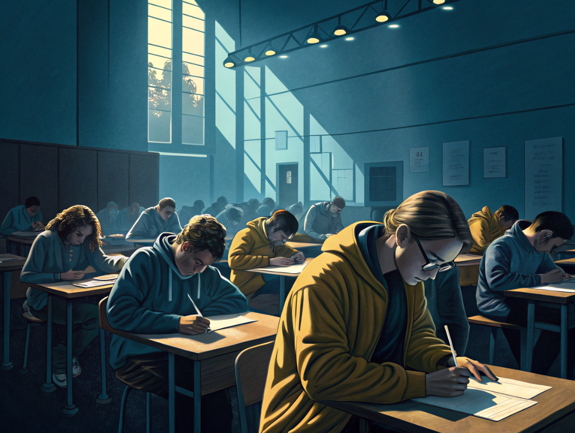 논술고사 치르는 학생들