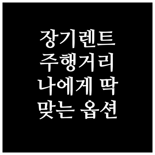 장기렌트 주행거리, 나에게 맞는 옵션..