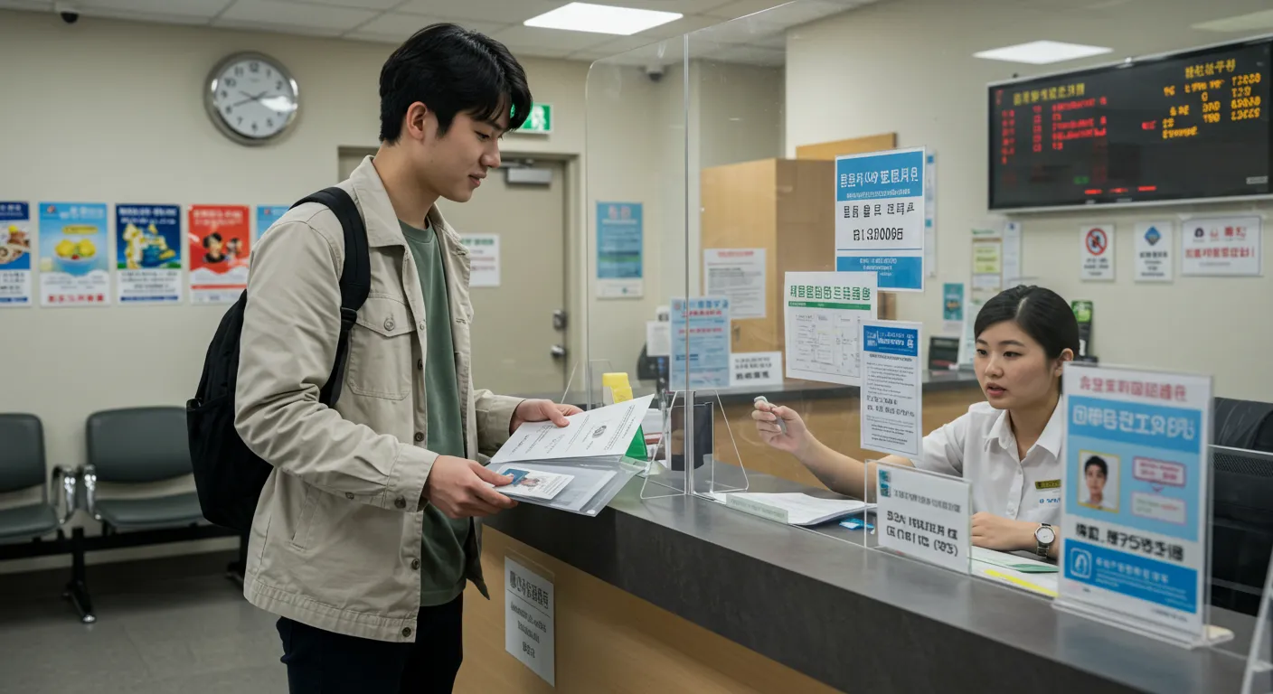 주민센터에서 전입신고와 확정일자 신청을 하는 모습