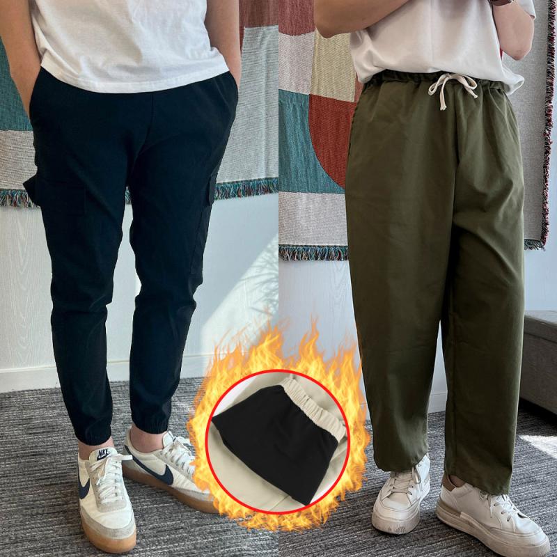 원웨이 기모 카고 블랙 바지 벌룬 남자 조거 팬츠 남성 와이드