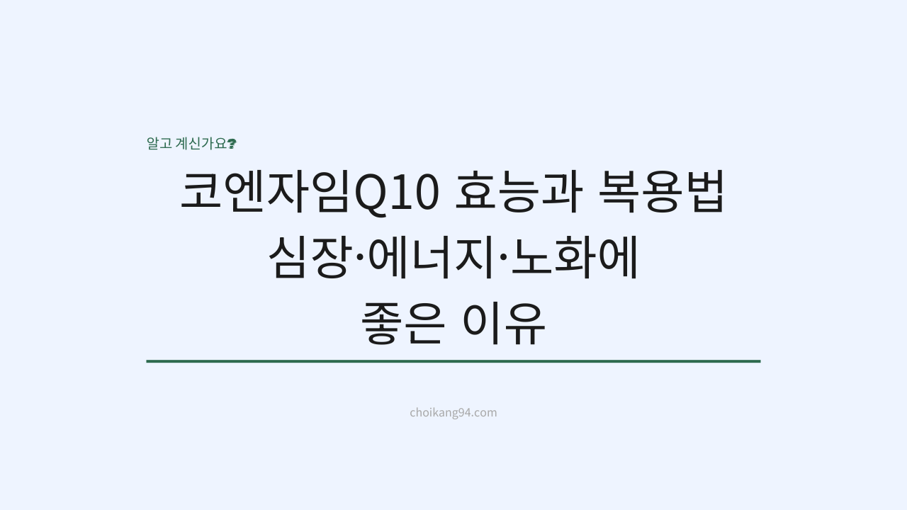 코엔자임Q10 효능과 복용법: 심장&middot;에너지&middot;노화에 좋은 이유