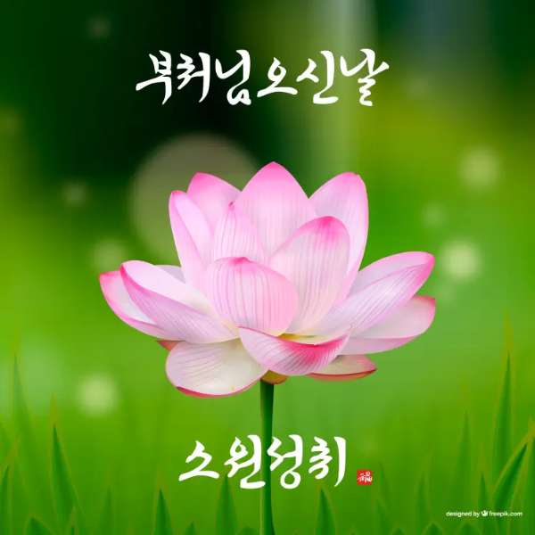 부처님오신날-문구-초록색-풀-한송이-연꽃