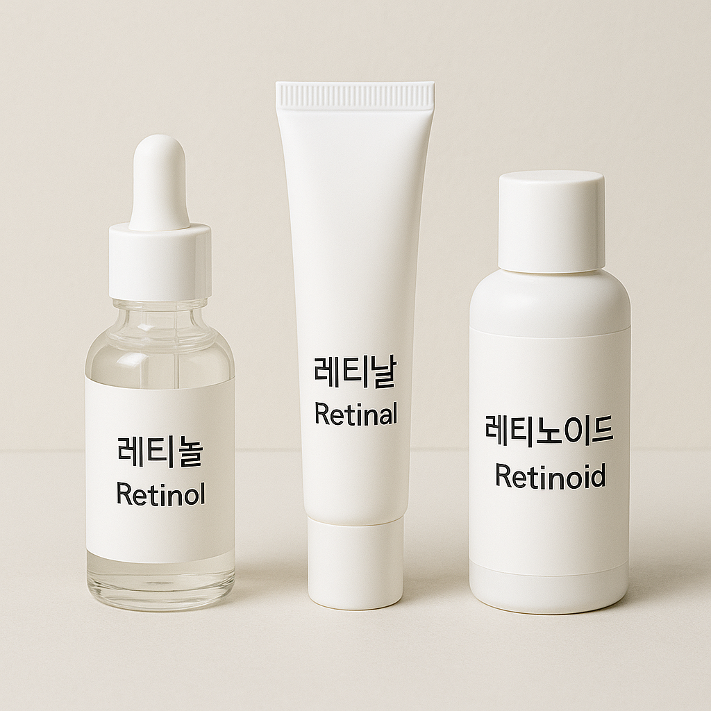 안티에이지 성분인 레티놀, 레티날, 레티노이드의 차이를 설명하기 위한 그림