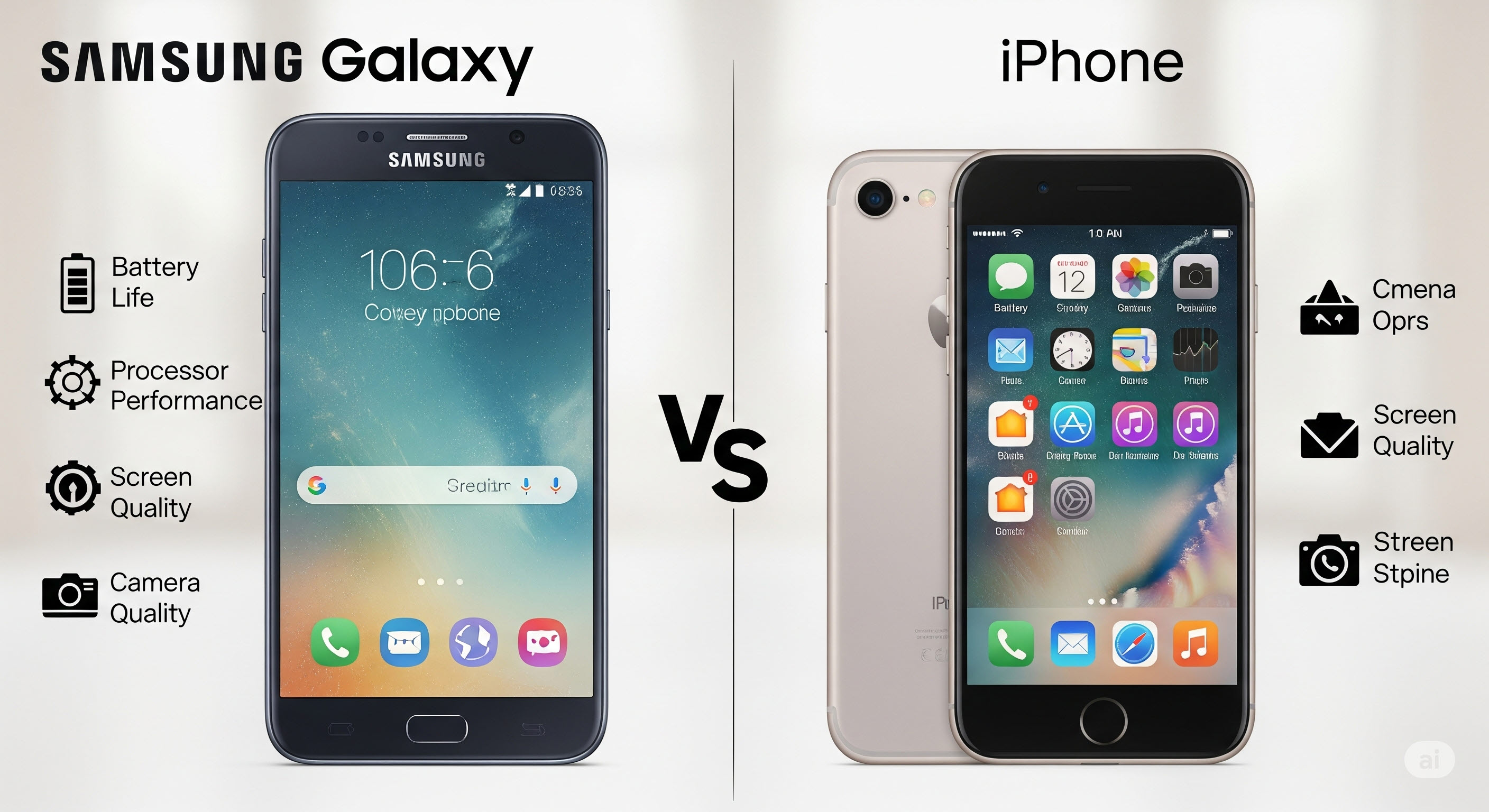 휴대전화, 갤럭시:아이폰 비교 이미지
