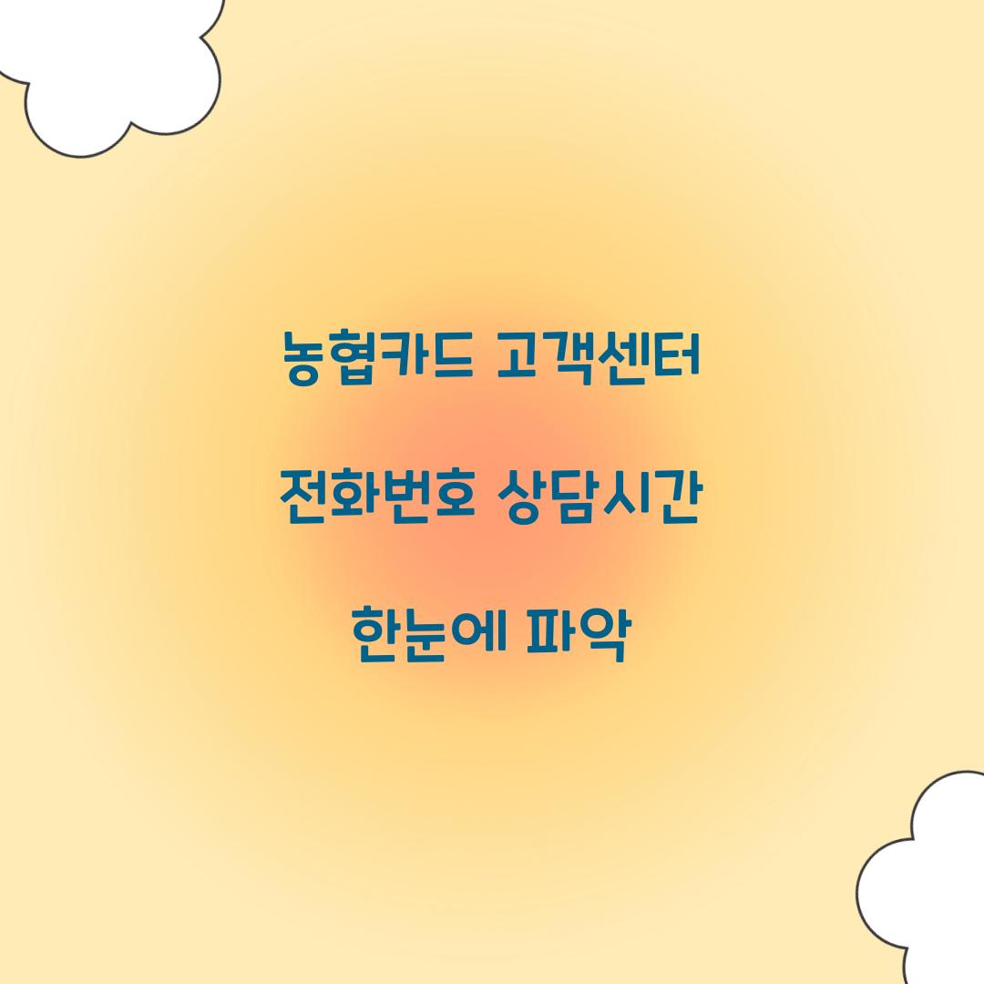 농협카드 고객센터