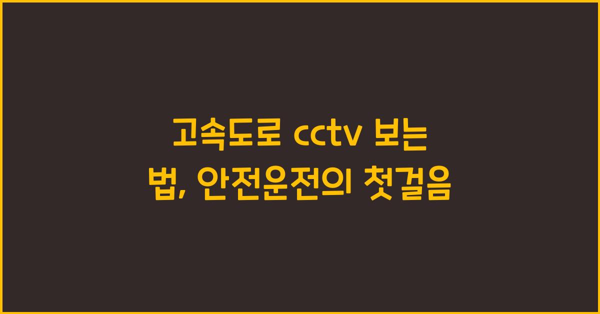 고속도로 cctv 보는 법