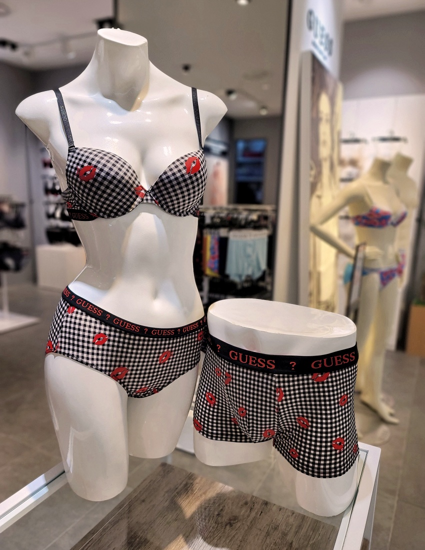 게스언더웨어 게스 체크 입술나염 커플속옷 set glk0r1r70