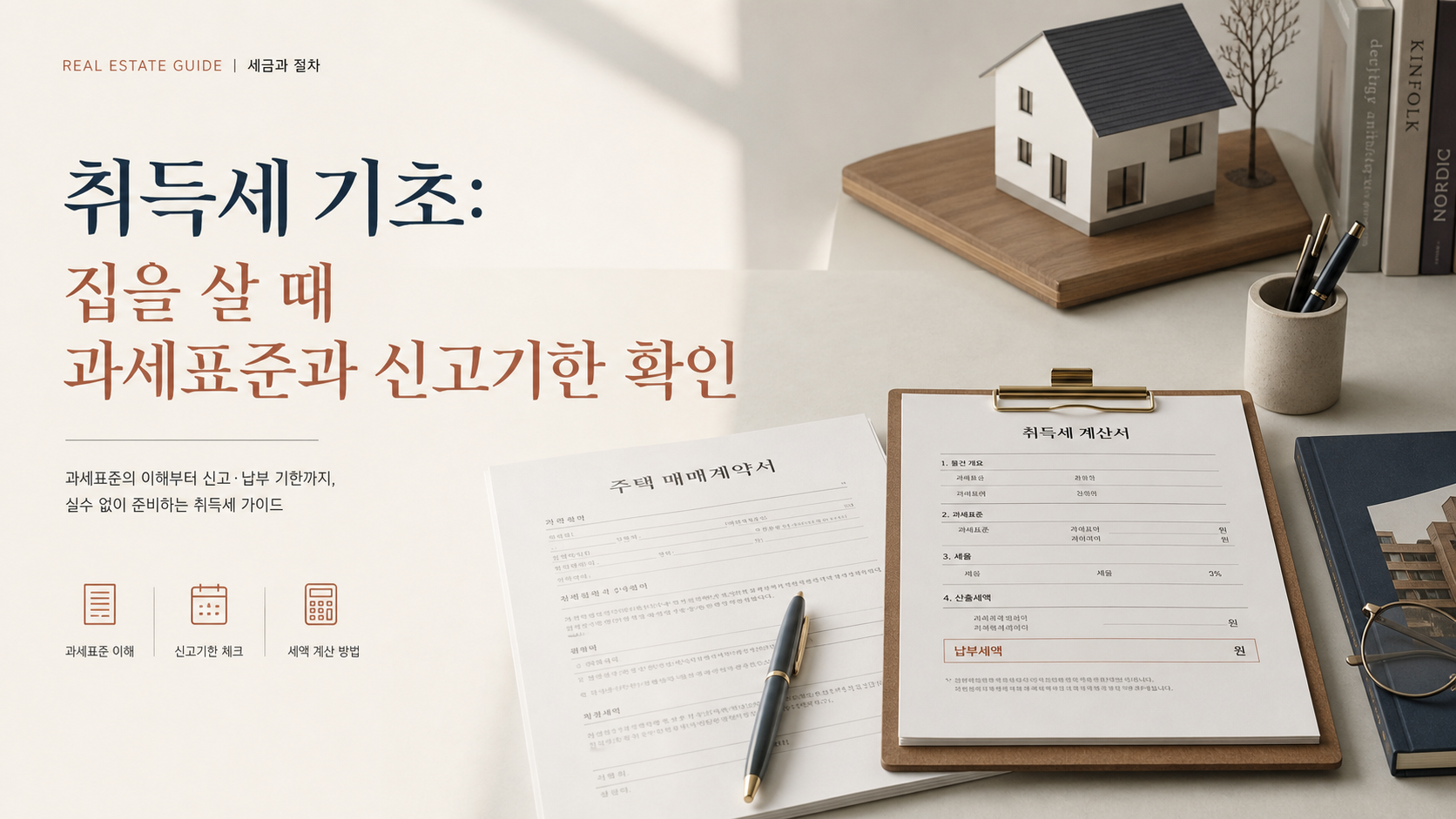 취득세 기초: 집을 살 때 과세표준과 신고기한 확인 핵심 내용을 설명하는 부동산 안내