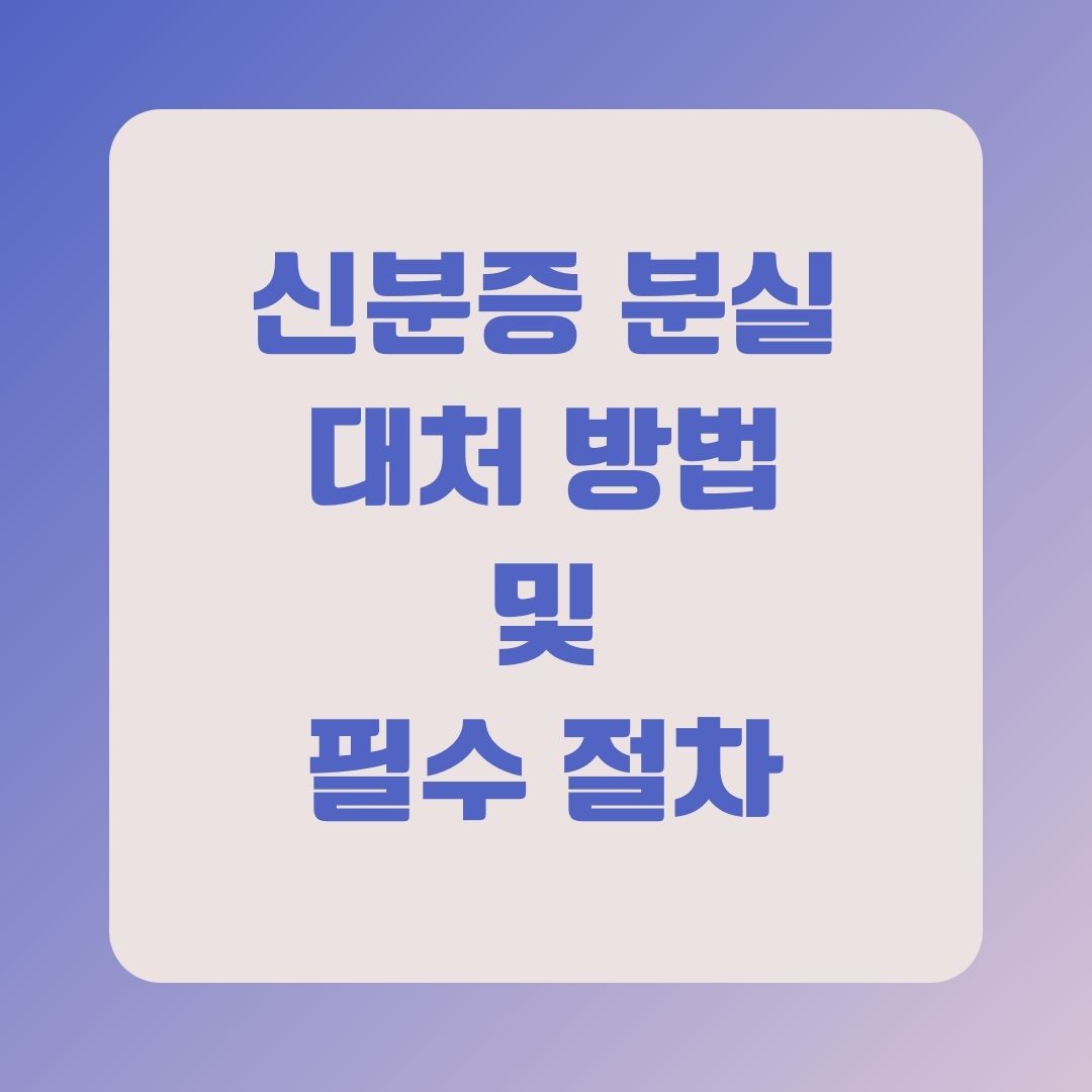 신분증 분실 시 대처 방법과 필수 절차(2025년)